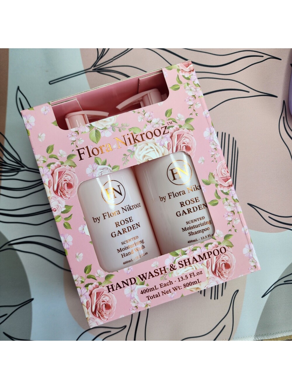Flora Nikrooz Rose Garden Scented Moisturizing Hand Wash & Shampoo Set